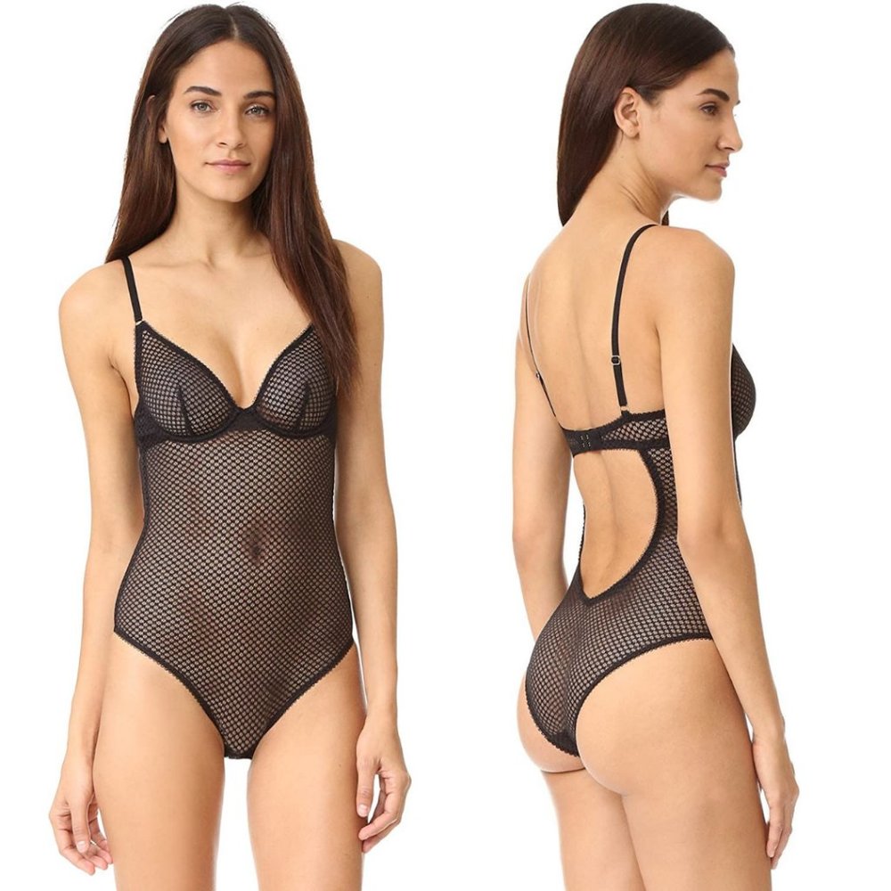 L' Agent Provocateur Black Addie Wired Mesh Bodysuit